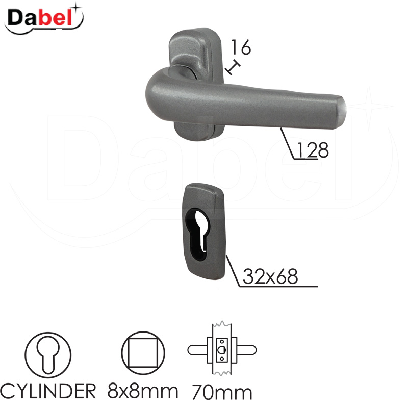 Kvaka rozeta za alu vrata AL1 Silver 32/68/16/110/8/9mm  Cil vrata 40mm DBP3