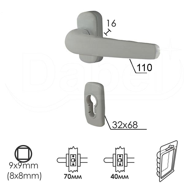 Kvaka rozeta za alu vrata AL1 RAL9016Be 32/68/16/110/8/9mm  Cil vrata 40mm DBP3