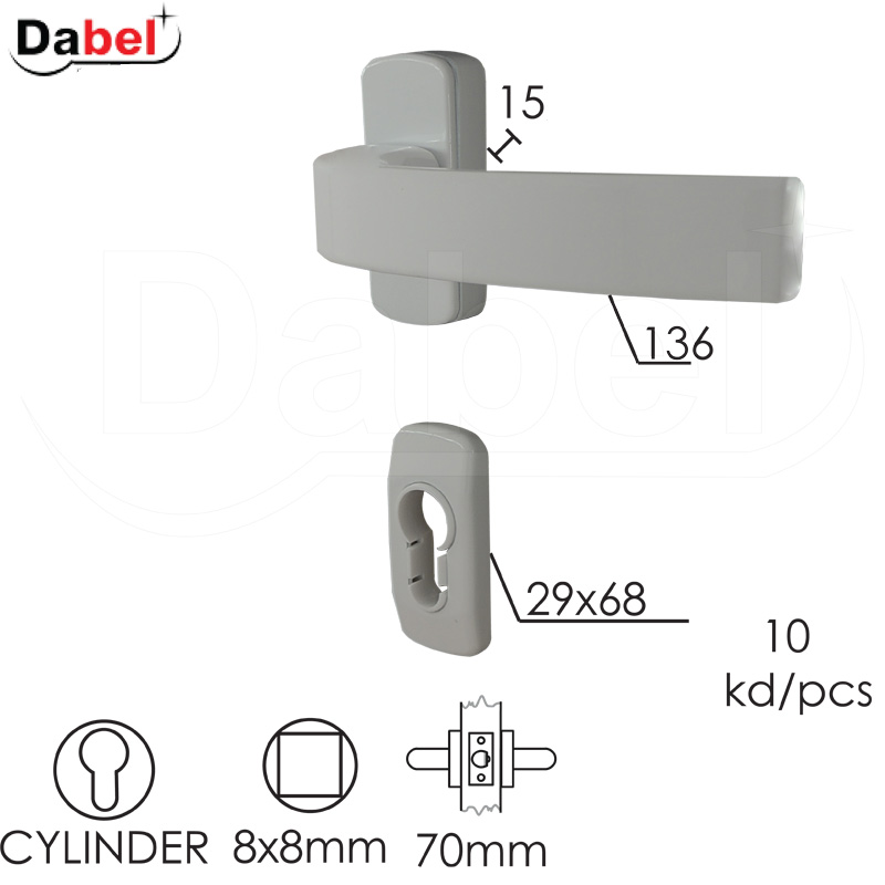 Kvaka rozeta za alu vrata TARA-R Silver 29/68/15/136/8mm