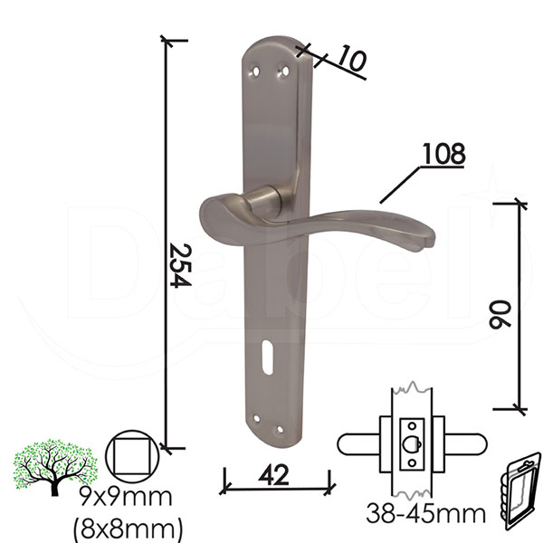 Kvaka šild za vrata JELENA B-Ni 90/42/254/10/108/8/9  .Klj DBP0