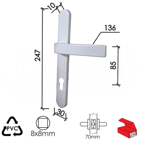 Kvaka šild za alu vrata TARA-S RAL9016Be 85/30x247x10/136/66/216/8mm