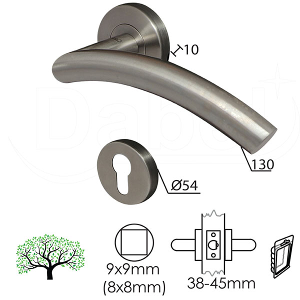 Kvaka rozeta za vrata PIROT Inox fi54/10/130/8/9mm  Cil DBP3