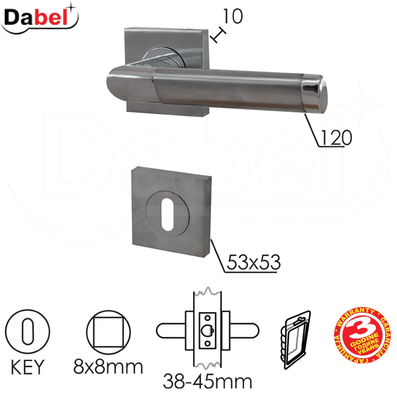 Kvaka rozeta za vrata NEDA Hr/Mat-Hr 53x53/10/110/8/9mm  .Klj DBP3