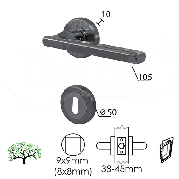 Kvaka rozeta za vrata CECA Hr/Mat-Hr fi50/10/105/8/9mm  .Klj DBP3