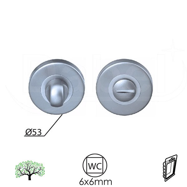 Rozeta za vrata SOMBOR-JOVA-GOCA Hr/Mat-Hr fi53mm  WC 6x6mm DBP2
