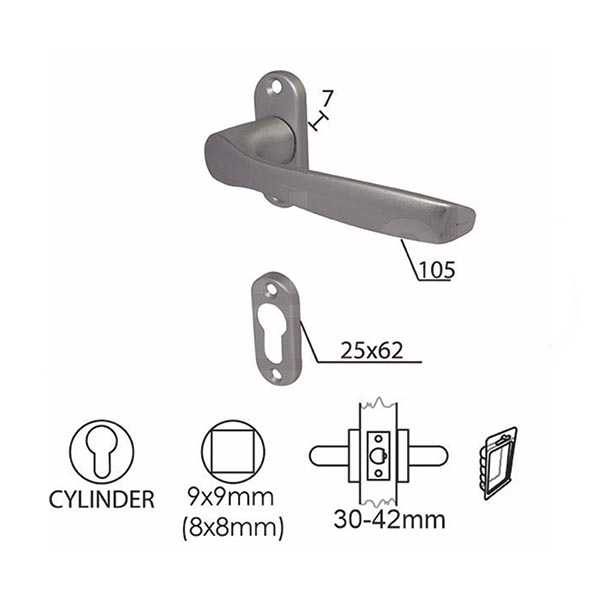 Kvaka rozeta za metalna vrata KLEK-O F1 25/62/7/105/8/9mm  Cil DBP3