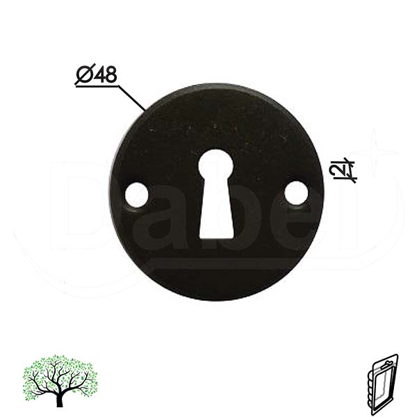 Rozeta za vrata R2 Crna fi48mm (2kom) .Klj DBP1