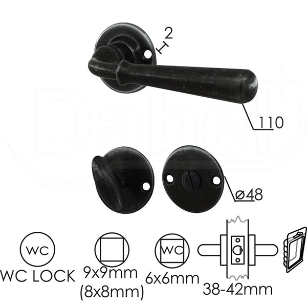 Kvaka rozeta za vrata SANJA Ac fi48/2/110/8/9mm  WC 6x6mm DBP3