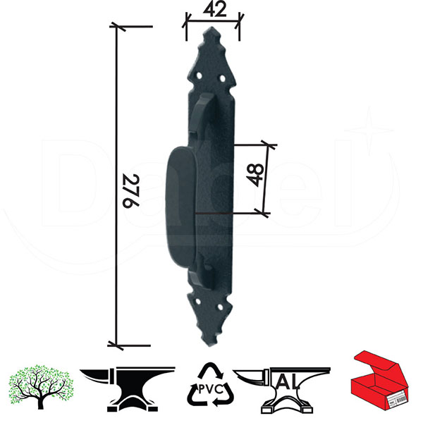Rukohvat za vrata RU4000 Crna x276/44mm   Q
