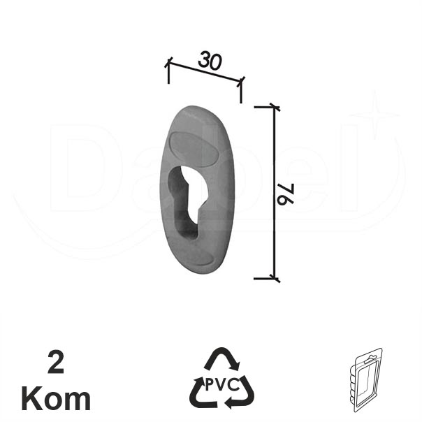Rozeta za vrata GOČ-R RAL9006Si 76x30mm (2kom)  DBP1