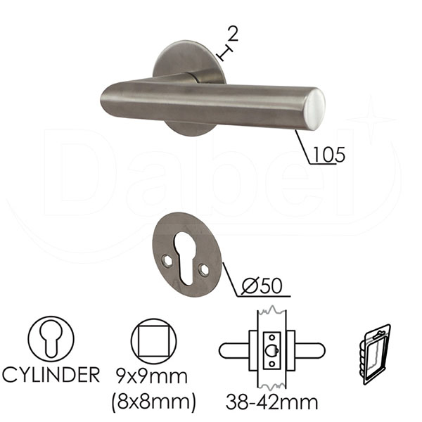 Kvaka rozeta za vrata ADA Inox fi50/2/105/8/9mm  Cil DBP3