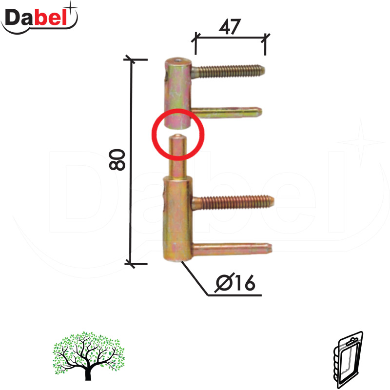 Šarka 3D uvrtna za vrata SP495 ZnŽ 16mm   DP1