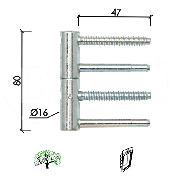 Šarka 3D uvrtna za vrata SP495 ZnB 16mm  100kg DP1