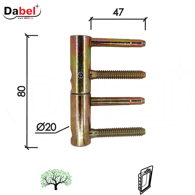 Šarka 3D uvrtna za vrata SP495 ZnŽ 20mm  120kg DP1