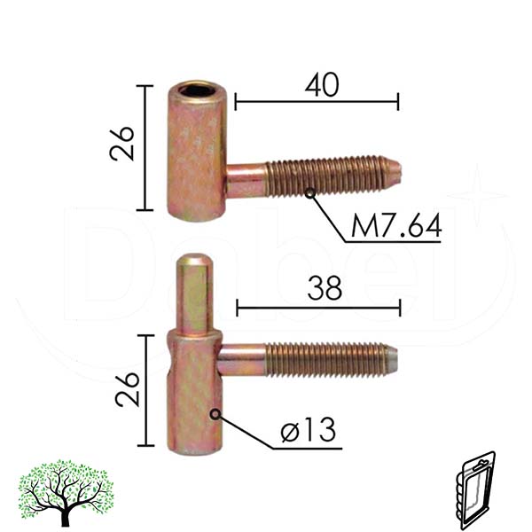 Šarka uvrtna za vrata SP057 ZnŽ 13mm   DP1