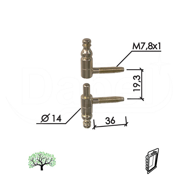 Šarka uvrtna za vrata SP9028 Hr 14mm   DP1