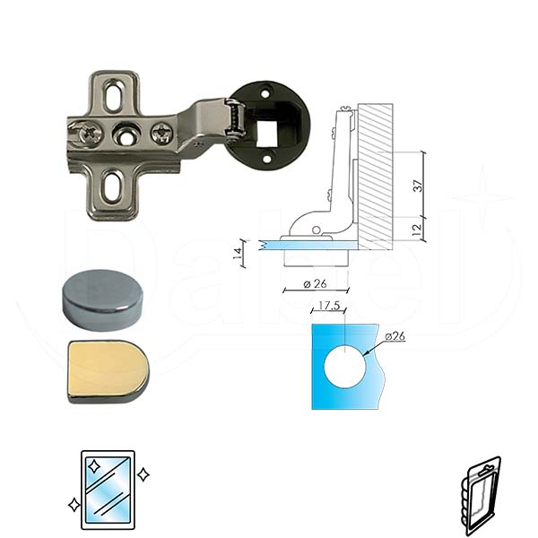 Šarka klap za staklo 9109 Hr fi26mm   DP1