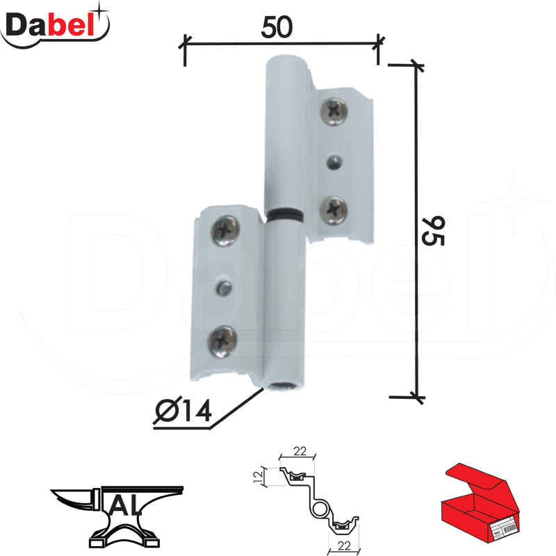 Šarka brodska za vrata SP9034 Bela fi14x95mm   DSP