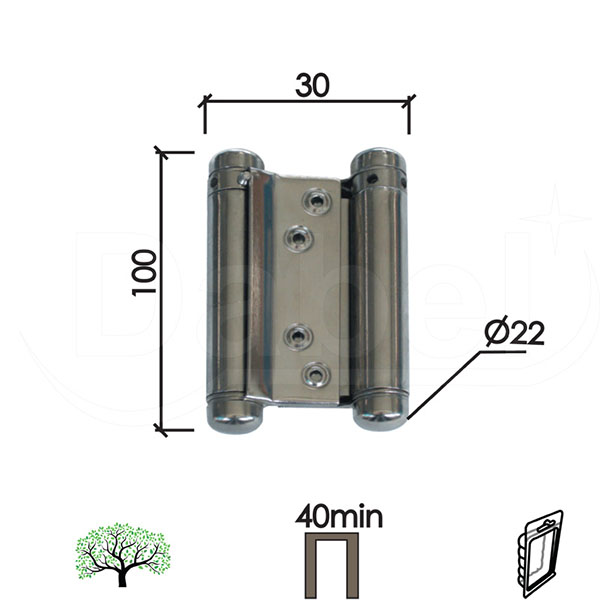 Šarka kaubojska za vrata SP9035 Nikl x100x30/fi22mm  40mm min. štok DBP2