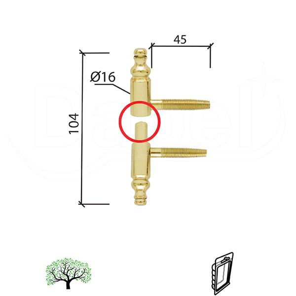Šarka uvrtna za vrata SP190 Ms fi16x104/47mm   DP1