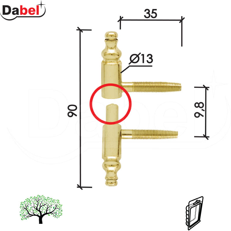 Šarka uvrtna za vrata SP190 Ms 13mm   DP1