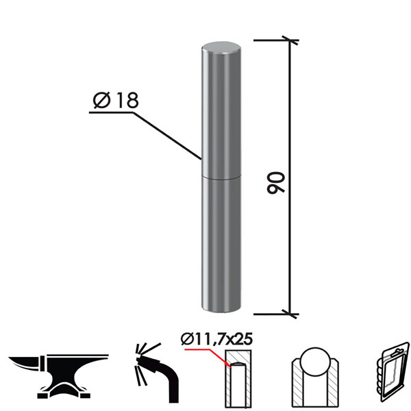 Šarka bravarska za vrata SP3 Ne fi18x90mm  Kuglica DP1