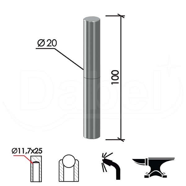 Šarka bravarska za vrata SP3 Ne fi20xx100/11,7x25mm  Kuglica DP1