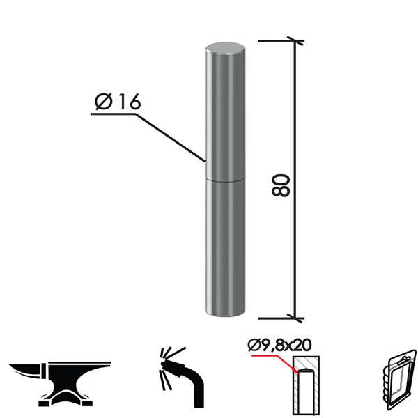 Šarka bravarska za vrata SP3 Ne fi16x80/9,8x20mm   DP1