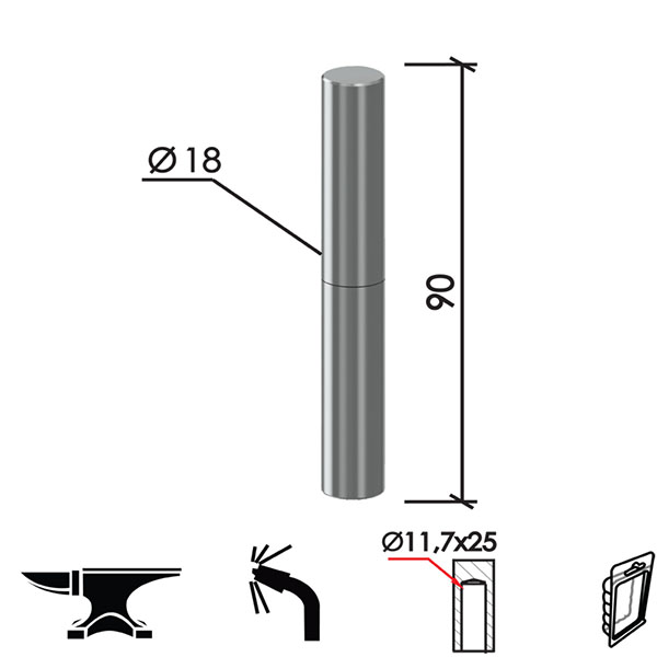 Šarka bravarska za vrata SP3 Ne fi18x90/11,7x25mm   DP1