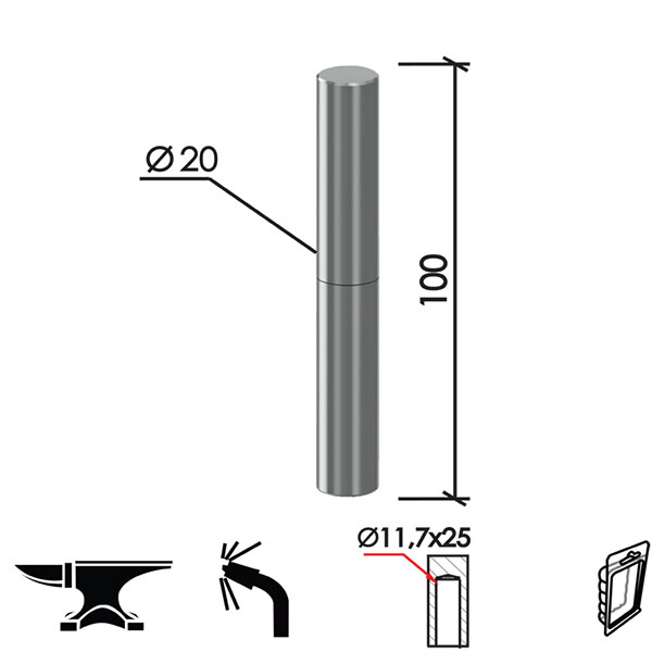 Šarka bravarska za vrata SP3 Ne fi20xx100/11,7x25mm   DP1