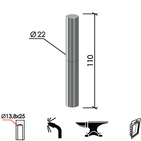 Šarka bravarska za vrata SP3 Ne fi22xx110/13,8x25mm   DP1