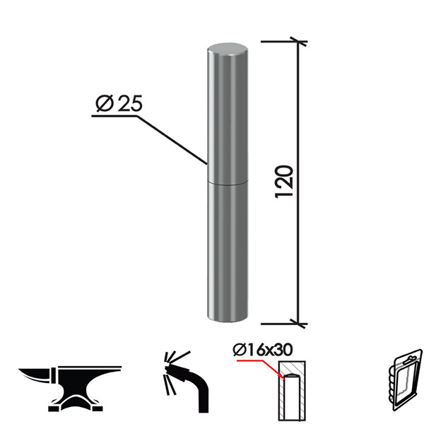 Šarka bravarska za vrata SP3 Ne fi25xx120/16x30mm   DP1