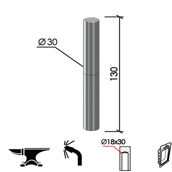 Šarka bravarska za vrata SP3 Ne fi30/xx130/18x30mm   DP1