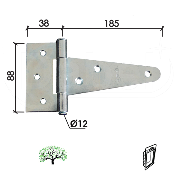 Šarka brodska za vrata SP5 Hr 185x88x38/fi12mm   DSP