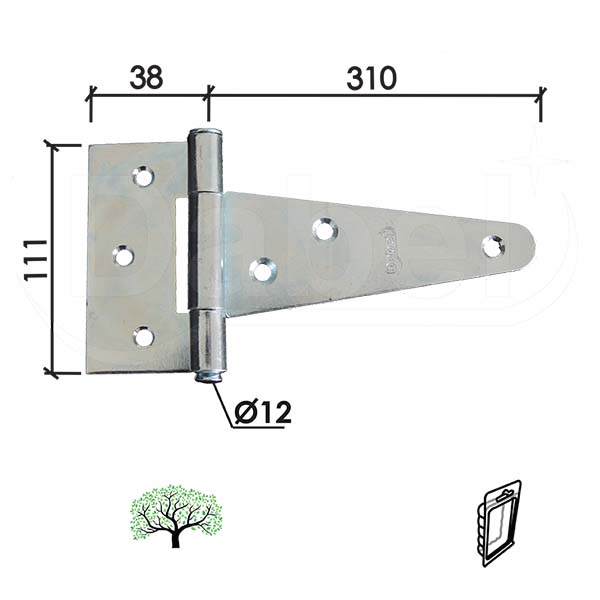 Šarka brodska za vrata SP5 Hr 310x111x38/fi12mm   DP1