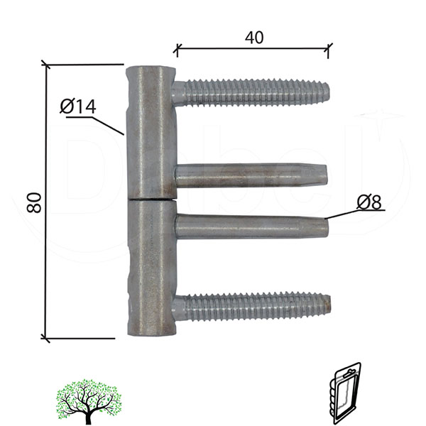 Šarka 3D uvrtna za vrata SP9027 ZnB 14mm  60kg DP1