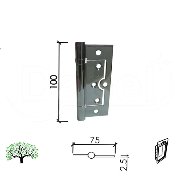 Šarka brodska za vrata SP9005 Hr x100x75x2,5mm   DBP2