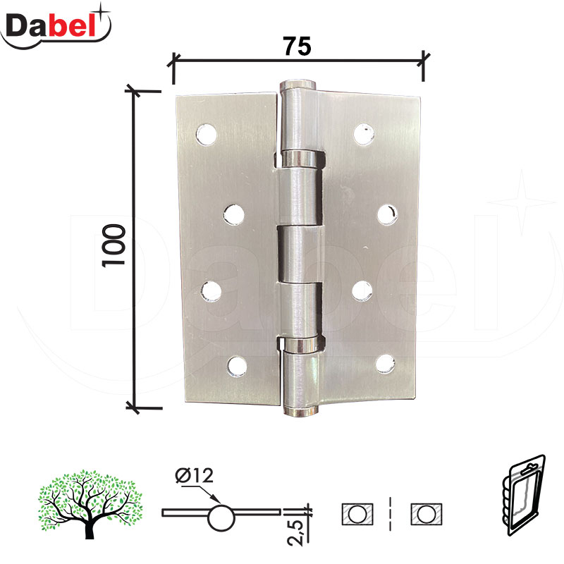 Šarka brodska za vrata SP9023 Ni-Sat x100x75x2,5mm   DBP2