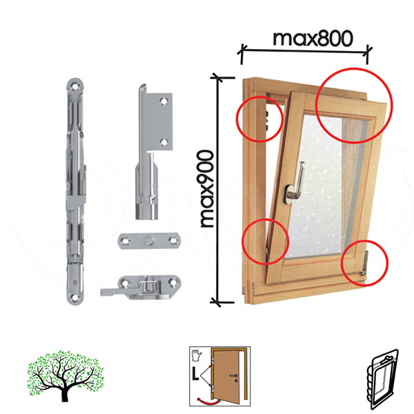 Okov KVN za drveni prozor O KVN ZnB max 800x900mm  Leva DBP1