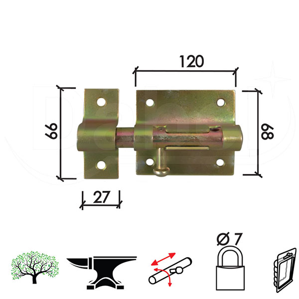 Reza za katanac 454 ZnŽ 120x68/27x66/fi7mm   DBP1