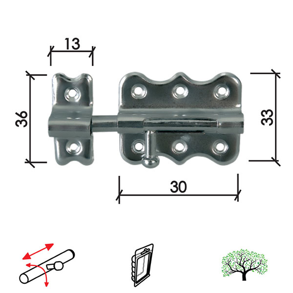 Reza za vrata 384 Nikl 30x33/13x36mm   DBP1