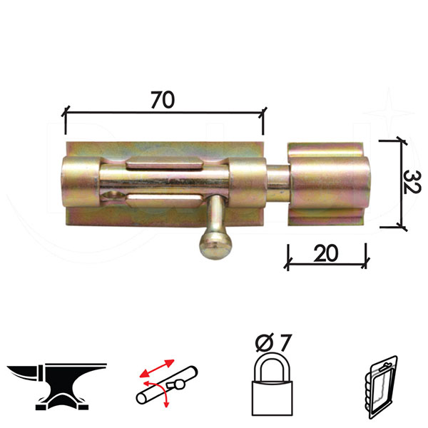 Reza za metalna vrata 464 ZnŽ 70/32/20/fi7mm   DBP1