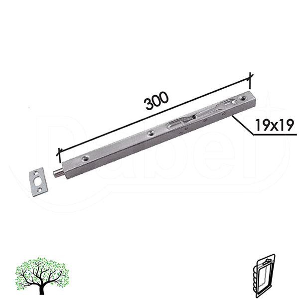 Rigla za drvena vrata RL4013 Inox 300x19 mm   DP1