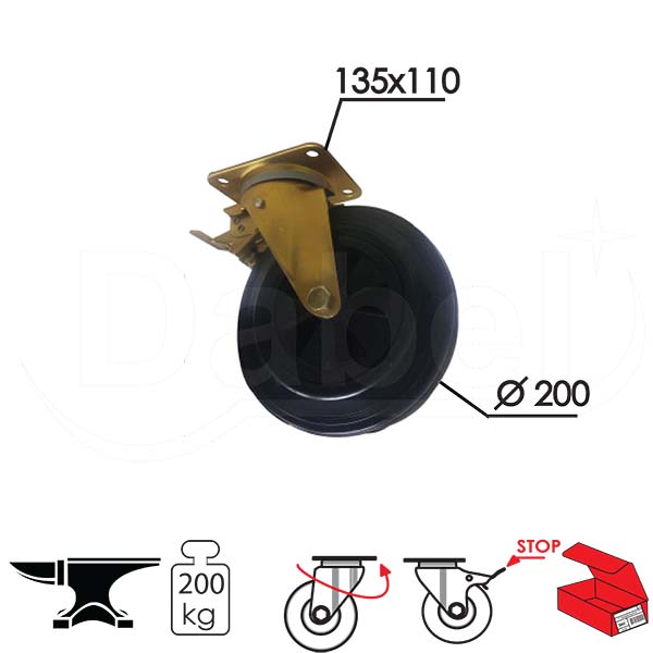 Točak za kontejner rotirajuci T23 NN fi200mm