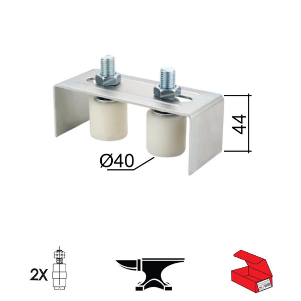 Vodjica za kliznu kapiju V1008 ZnB 40x44mm  2 rolera OPD