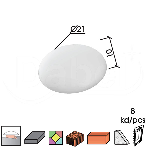 Odbojnik zidni za vrata OD701 Bela fi21mm (8kom) montaža lepak DBP1