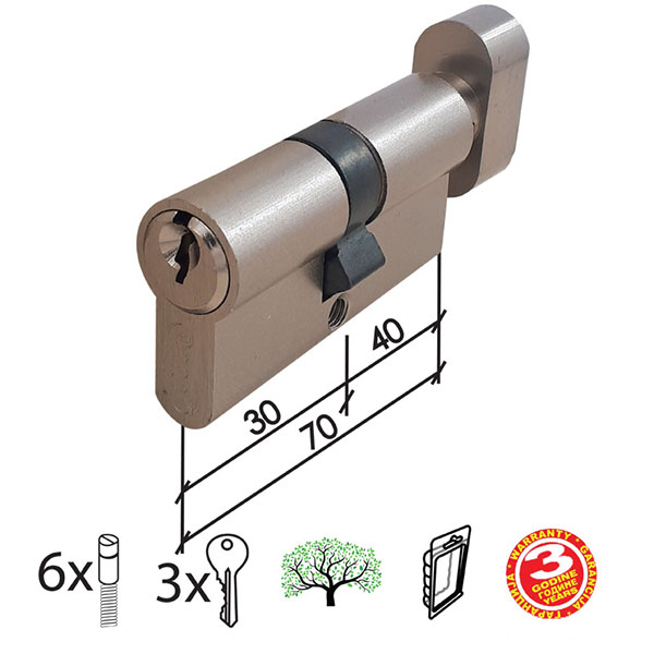 Cilindar sa dugmetom CL2036K Nikl 70mm(40D-30)  3K DBP1