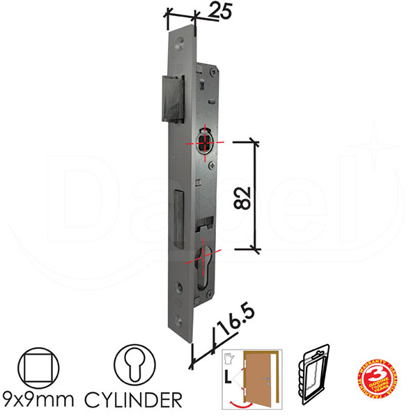 Brava za metalna vrata B2033 C Silver 16.5/82/25/9  Leva DBP1