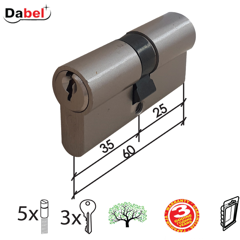 Cilindar za vrata CL2036 Nikl 60mm(25-35)  3K DBP1