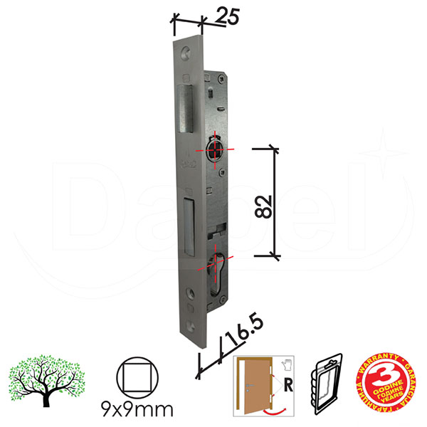 Brava za metalna vrata B2033 C Silver 16.5/82/25/9  Desna DBP1